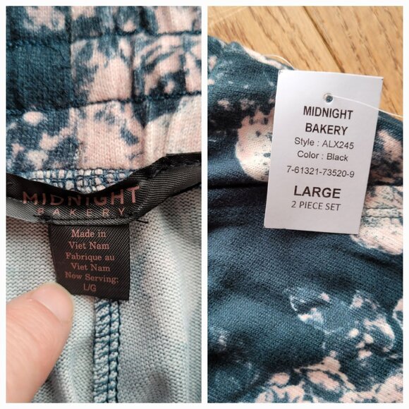 NWT Midnight Bakery 2-Piece Floral Print Alexis Women's Pajama Set L & XL - Picture 11 of 13